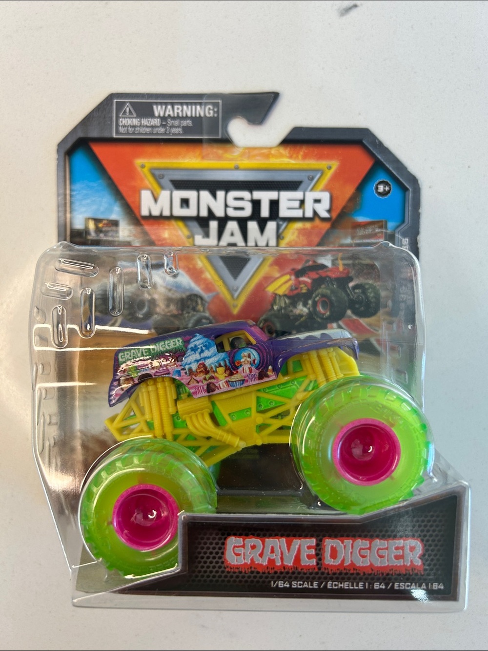 Monster Jam Grave Digger Kids Toy Truck - Neon Green & Pink